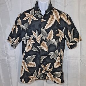 Hawaii Style Short Sleeve Button-up Shirt Men's M Black/Tan Saddlebred One Pkt.
